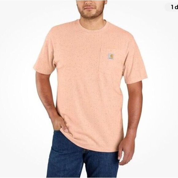 Carhartt SS Tee Shirt Pocket Loose Fit Pale Apricot Nep K87‎ Mens Sz XL - Picture 1 of 2
